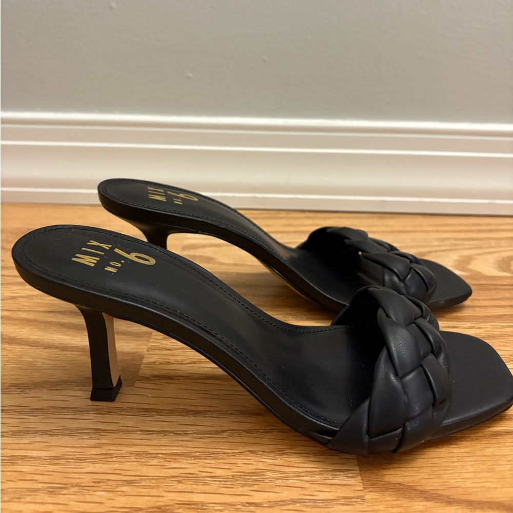 Black Braided Kitten Heels